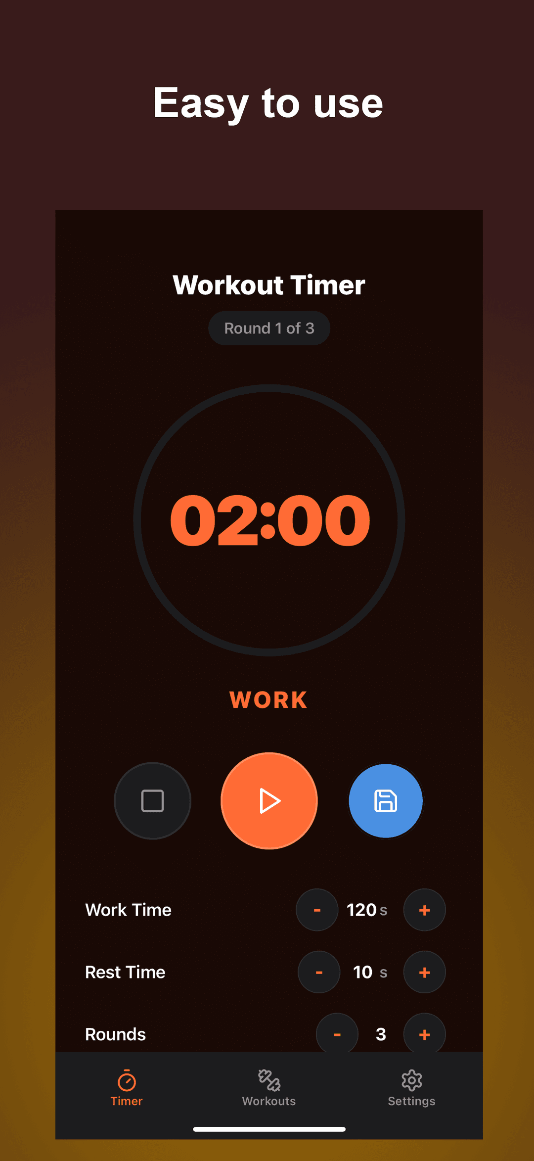 Workout Timer Main Interface